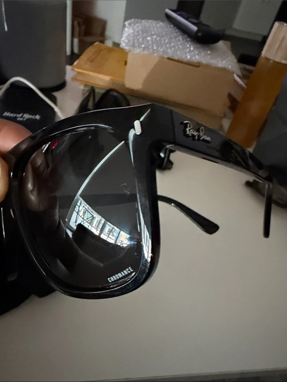 Ray-Ban Black Frame Gray Lens Sunglasses - Oversized Square